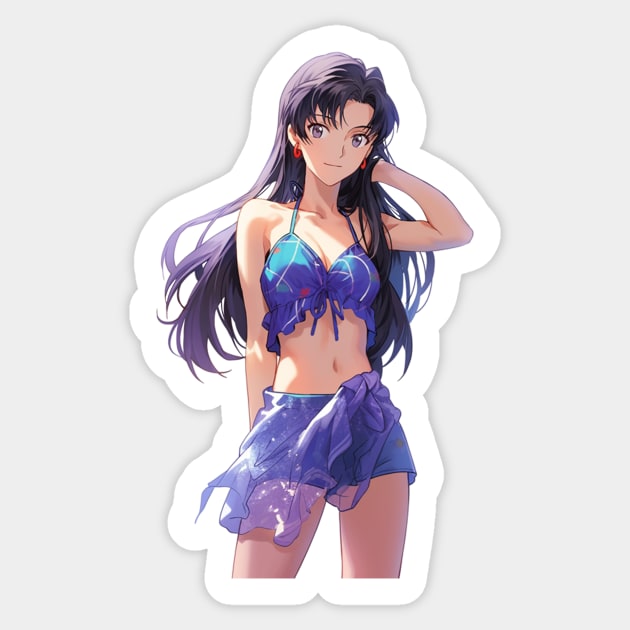 Misato Katsuragi Neon Genesis Evangelion Swimsuit Sticker by Graphicvibestore